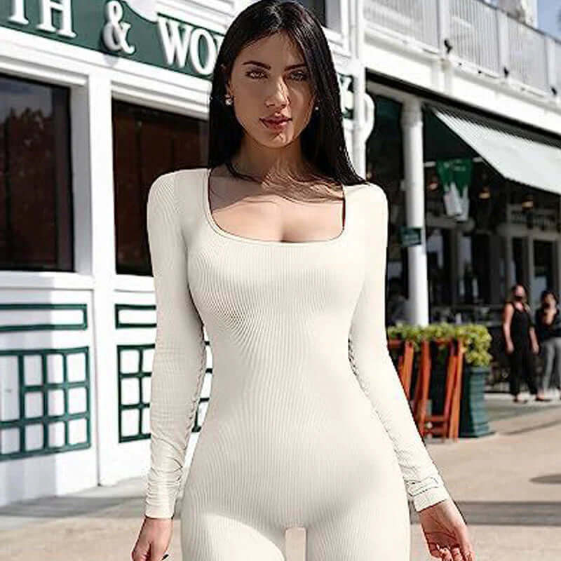 seamless long-sleeve yoga jumpsuit